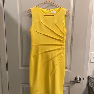 Yellow Calvin Klein Starburst Detail Dress Size 6